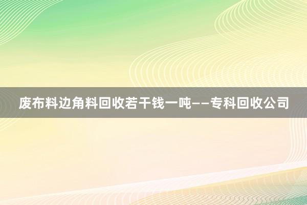 废布料边角料回收若干钱一吨——专科回收公司